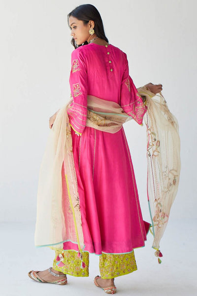 HOT PINK SIDE KALI KURTA SET