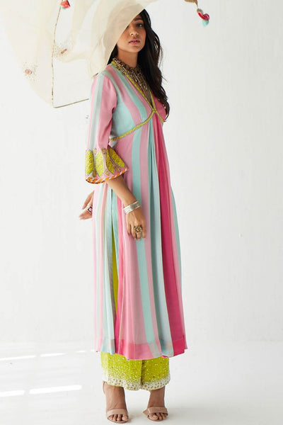 BRIGHT PINK BELL SLEEVE KURTA SET