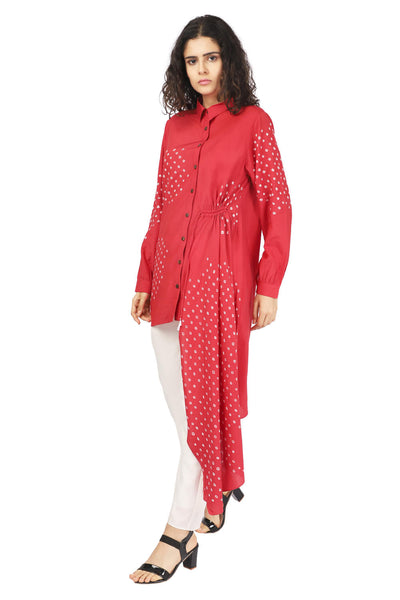 Dark Pink Hand Done Bandhani Drape Shirt Fashion The Pot Plant