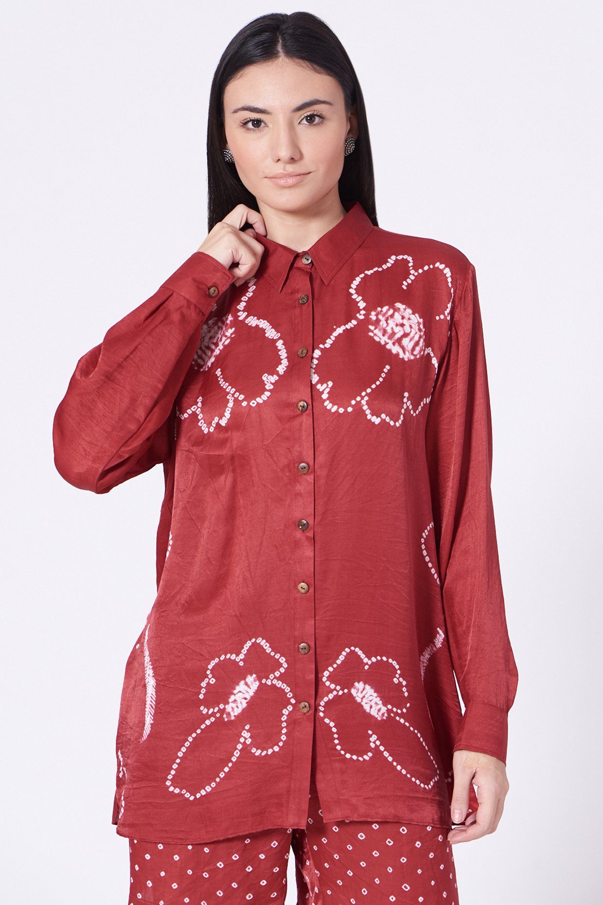 DARK PINK SILK BANDHANI SHIRT Fashion The Pot Plant