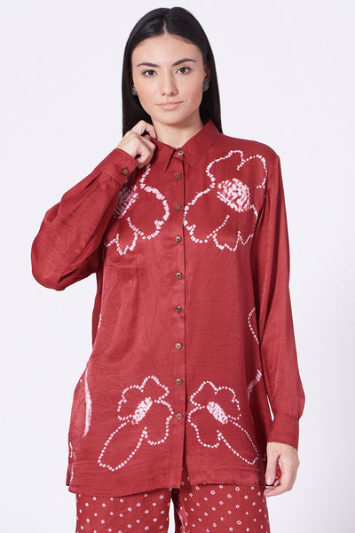 DARK PINK SILK BANDHANI SHIRT Fashion The Pot Plant