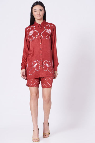 DARK PINK SILK BANDHANI SHIRT Fashion The Pot Plant