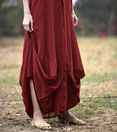 DEEP RED LOVE COWL AND DRAPE DRESS Fashion Khara Kapas