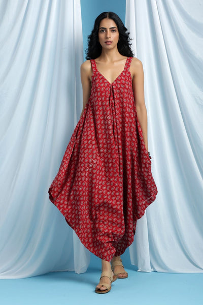 Demi red drape jumpsuit Fashion Marche
