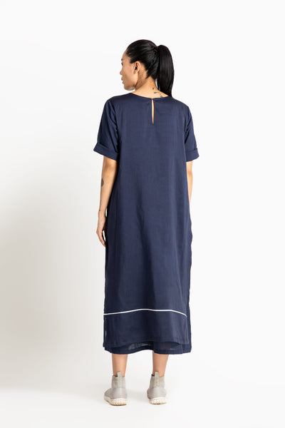 Double Layer Dress Navy Fashion THREE