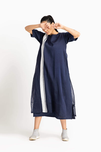 Double Layer Dress Navy Fashion THREE
