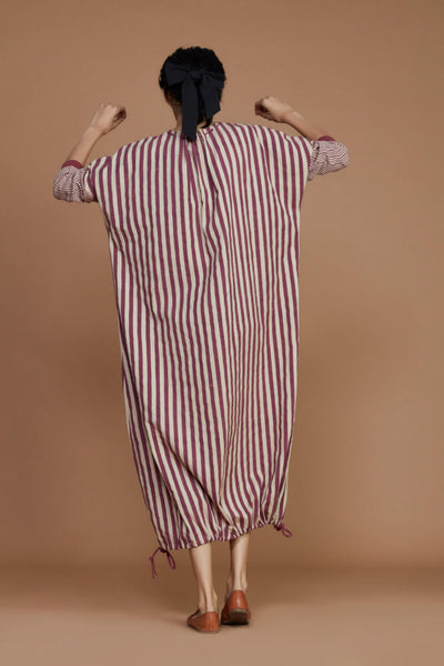 DS Ivory with Mauve Striped Dress Fashion Mati