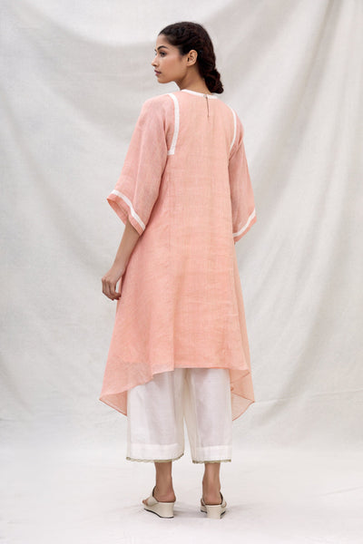 ELEPHANT BUTI KURTA WITH SIDE HANGING PEACH Fashion MYOHO