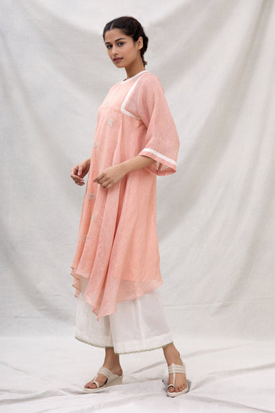 ELEPHANT BUTI KURTA WITH SIDE HANGING PEACH Fashion MYOHO