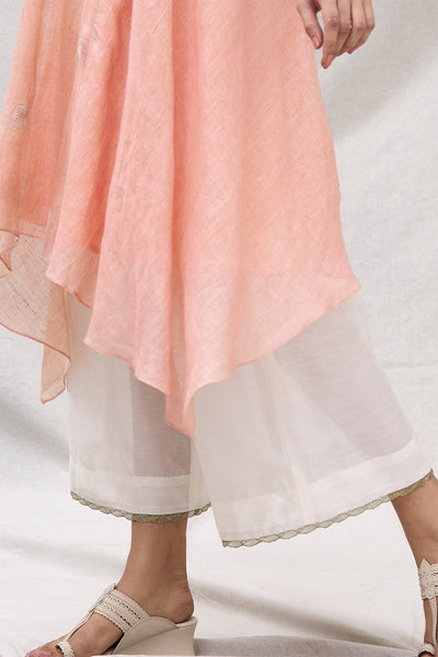 ELEPHANT BUTI KURTA WITH SIDE HANGING PEACH Fashion MYOHO