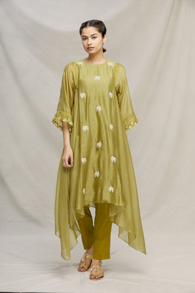 ELEPHANT HAND EMBROIDERED SIDE ASSY KURTA Fashion MYOHO 
