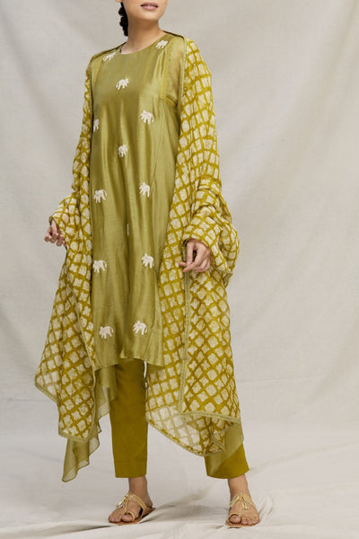 ELEPHANT HAND EMBROIDERED SIDE ASSY KURTA Fashion MYOHO 