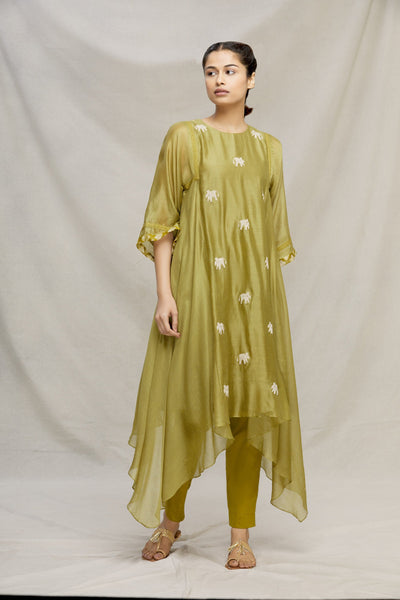 ELEPHANT HAND EMBROIDERED SIDE ASSY KURTA Fashion MYOHO 