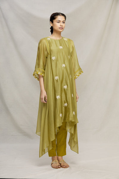 ELEPHANT HAND EMBROIDERED SIDE ASSY KURTA Fashion MYOHO 