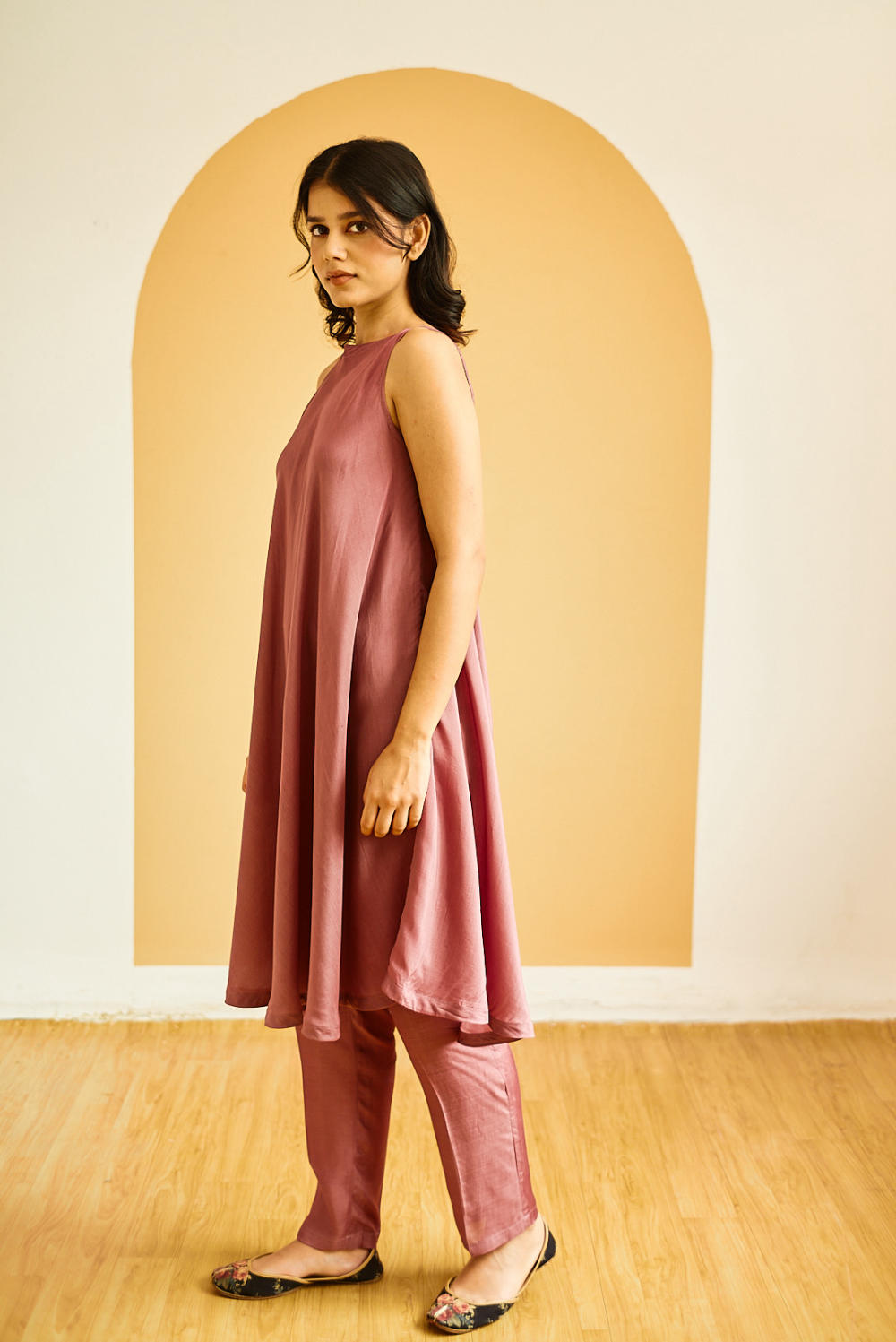 Embellished Handwoven cotton silk flared tunic Set with Dupatta Fashion Juanita XS Tunic Set 