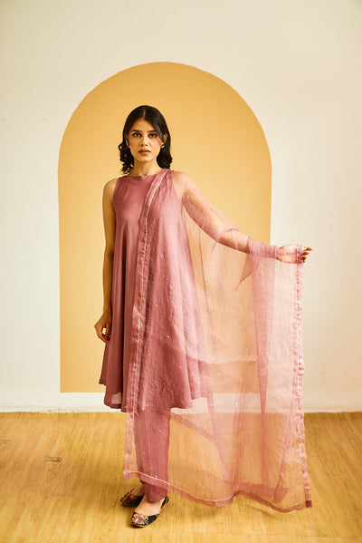 Embellished Handwoven cotton silk flared tunic Set with Dupatta Fashion Juanita XS Tunic Set with Dupatta 