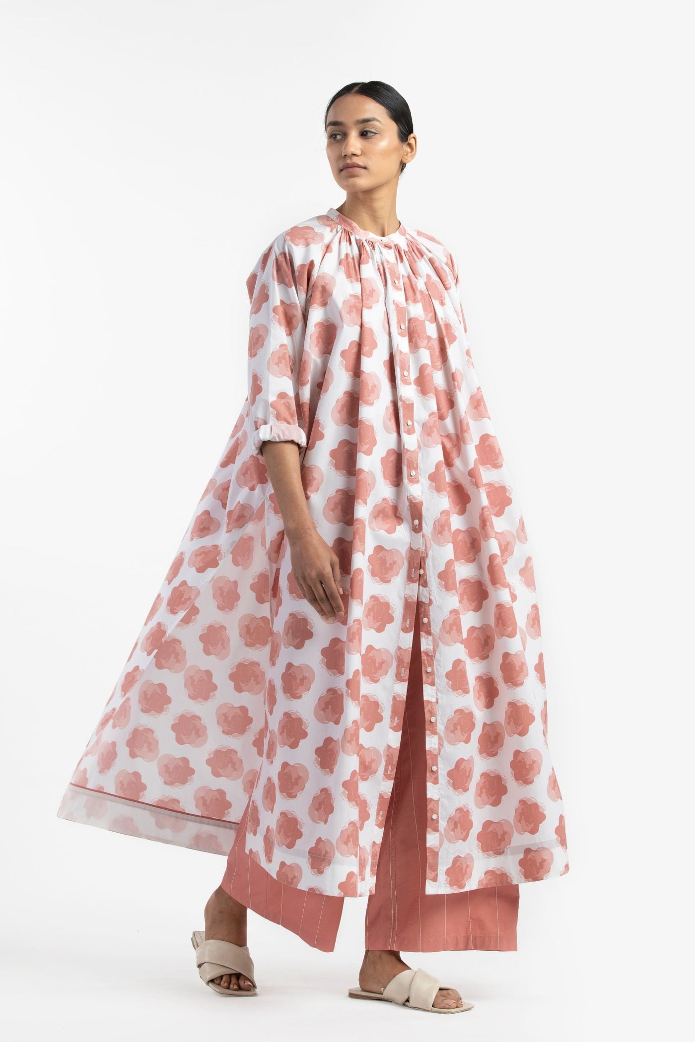 Embroidered Broad Bottom- Dusty Rose Fashion THREE