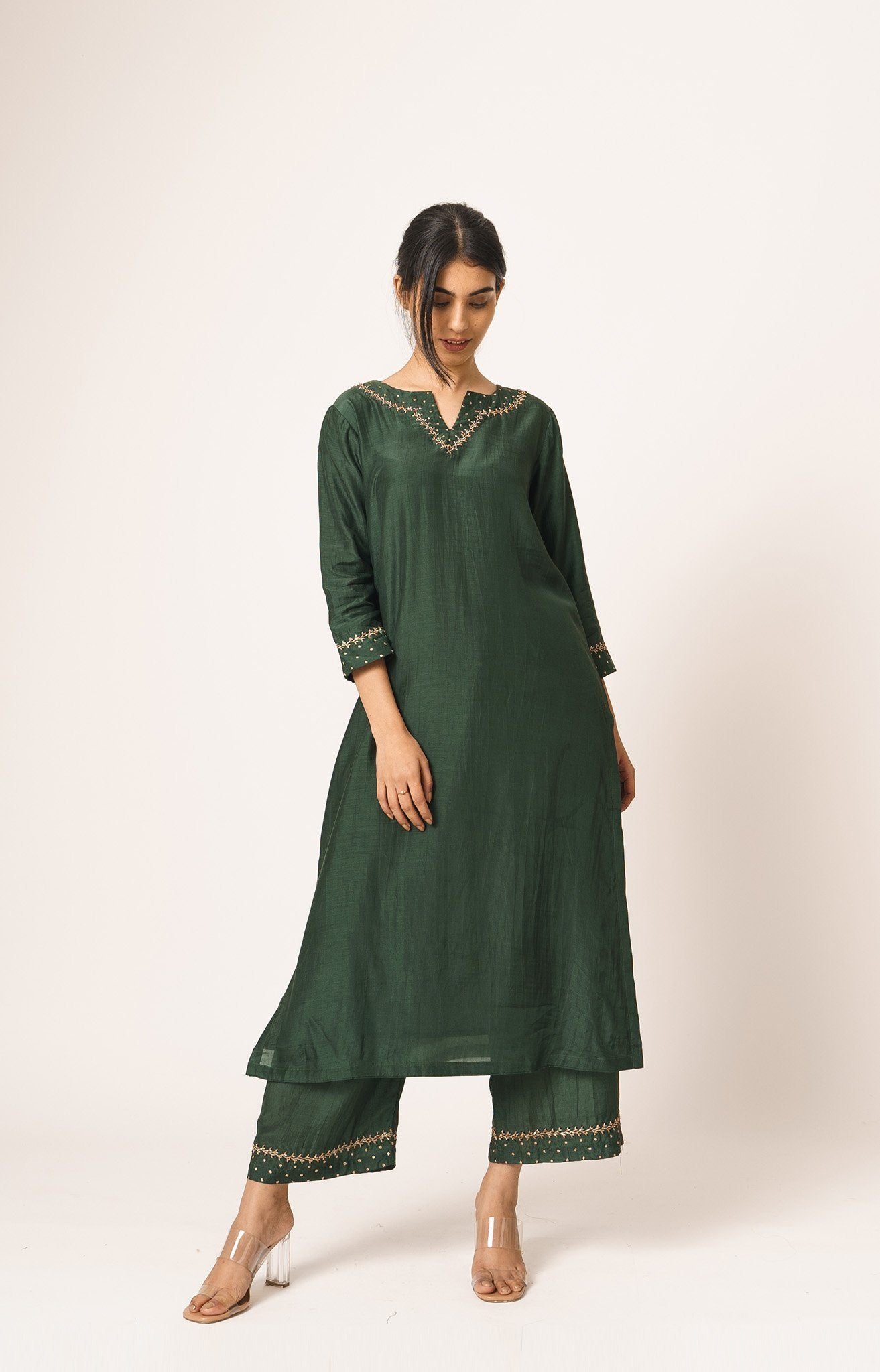 Emerald Aayat Kurta and Pant Set with Resham and Pitta Embroidery Fashion DOT