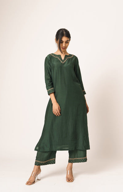 Emerald Aayat Kurta and Pant Set with Resham and Pitta Embroidery Fashion DOT 