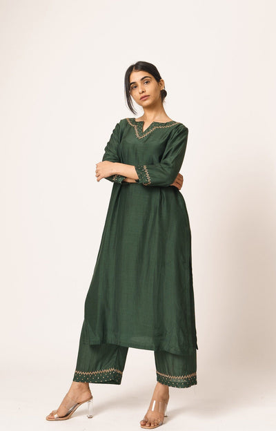 Emerald Aayat Kurta and Pant Set with Resham and Pitta Embroidery Fashion DOT