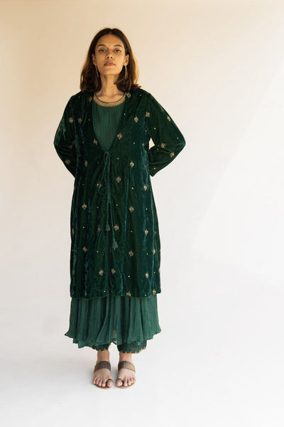 Emerald Velvet Jacket Fashion Nirjara