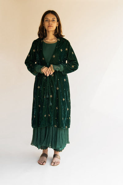 Emerald Velvet Jacket Fashion Nirjara