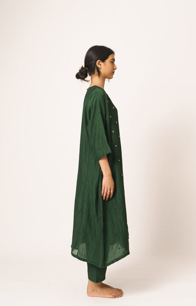 Emrald Chanderi Kurta and Pant Set with Resham and Zari Embroidery Fashion DOT