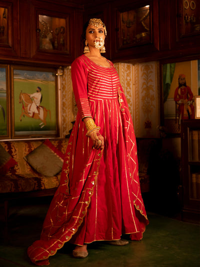 Falak - Gulaab Cotton Kalidaar Farshi Set Fashion Maison Shefali