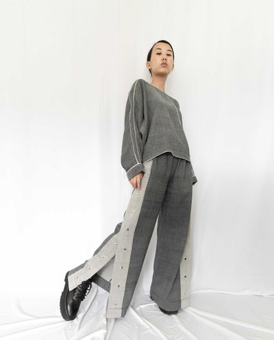 Fiddle Faddle Grey Buttoned Pants Fashion Rias 