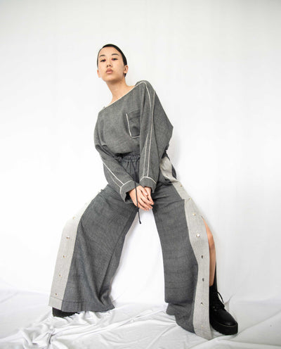 Fiddle Faddle Grey Buttoned Pants Fashion Rias 