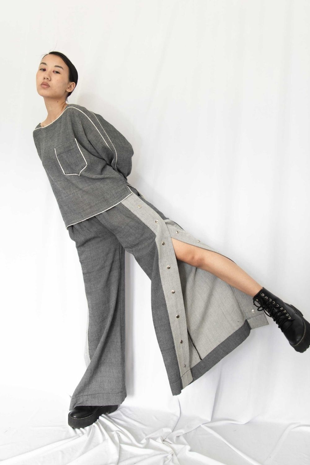 Fiddle Faddle Grey Buttoned Pants Fashion Rias 