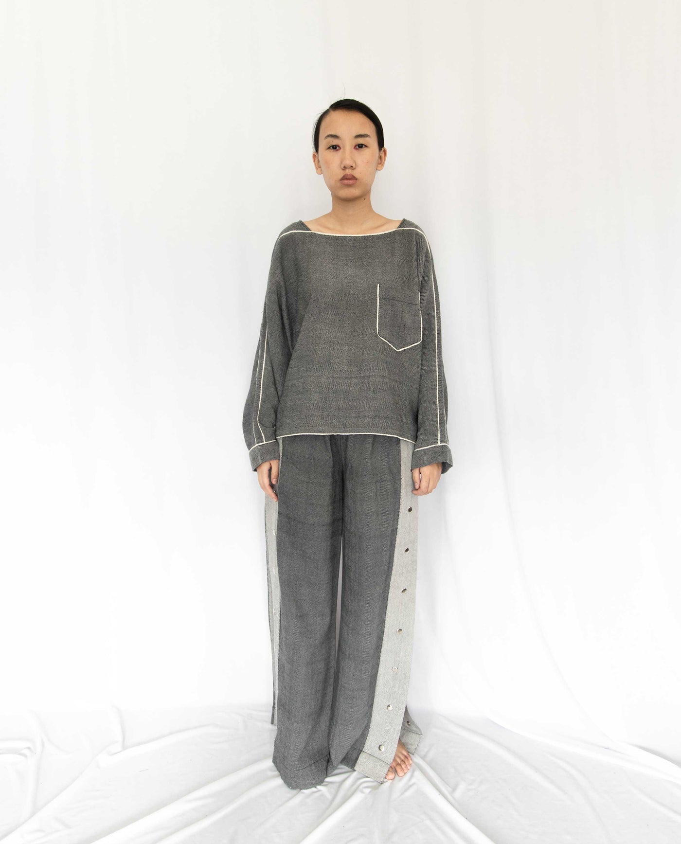 Fiddle Faddle Grey Buttoned Pants Fashion Rias 