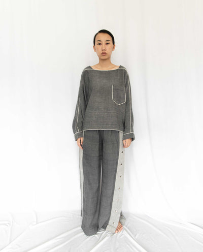Fiddle Faddle Grey Buttoned Pants Fashion Rias 