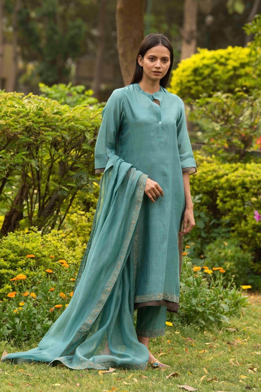 Firoza Teal Kurta Set Fashion Priti Prashant 