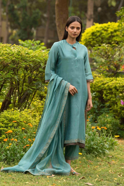 Firoza Teal Kurta Set Fashion Priti Prashant 