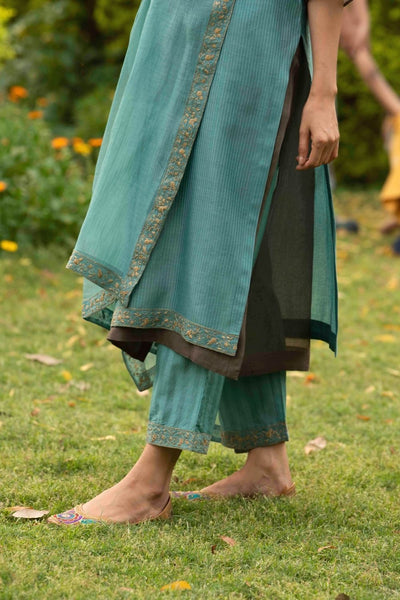 Firoza Teal Kurta Set Fashion Priti Prashant 