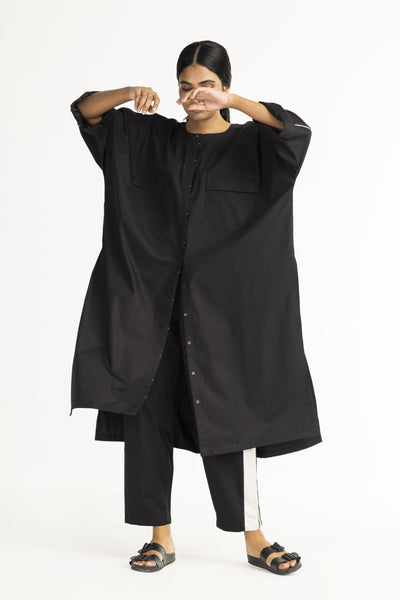 Flap Pocket Shirt Co-ord - Black (Set Of 3) Fashion THREE