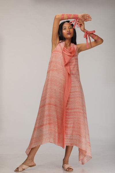 Flesh Pink Shibori Dip Dye Cowl Dress Fashion Myoho 