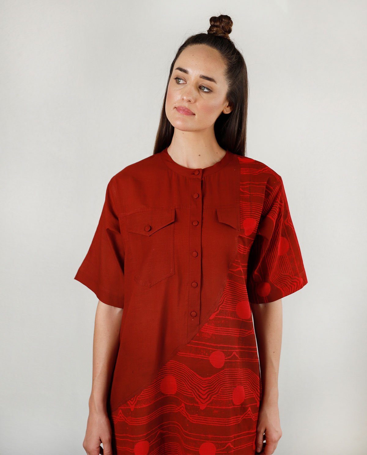 FLUID RED POCKET DRESS Fashion Rias 