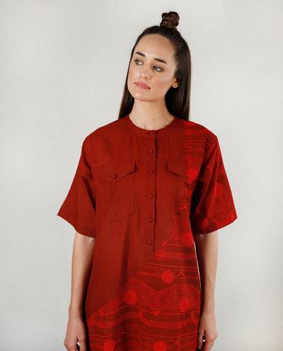 FLUID RED POCKET DRESS Fashion Rias 
