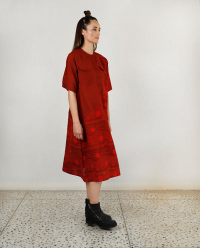 FLUID RED POCKET DRESS Fashion Rias 
