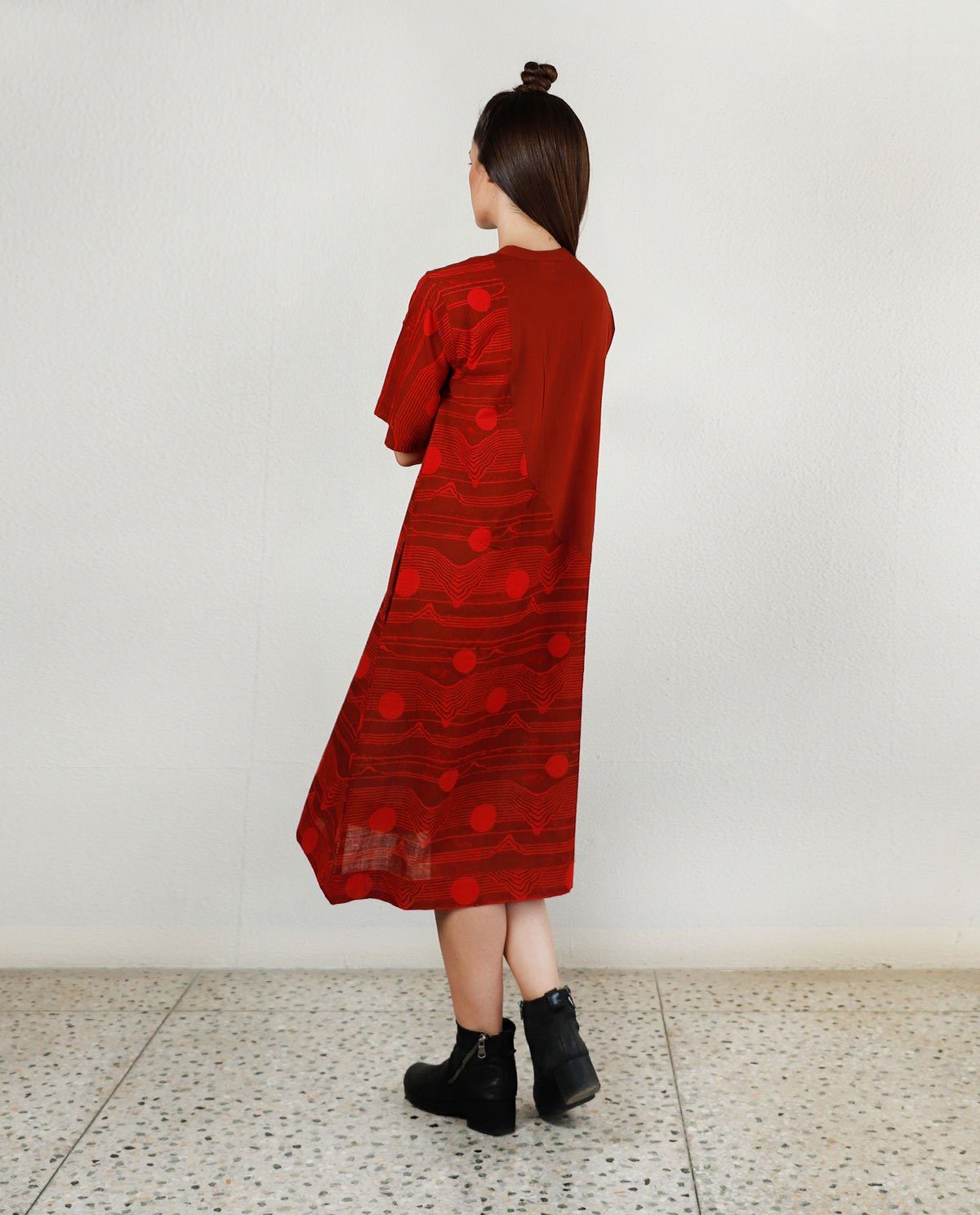 FLUID RED POCKET DRESS Fashion Rias 