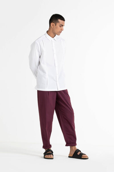 Front Pleat Shirt Co-ord Wine Men THREE 