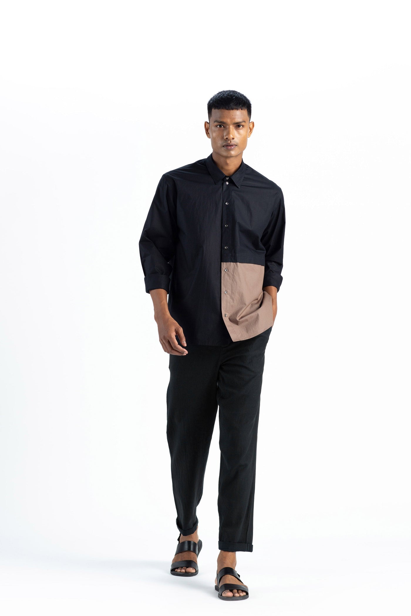 Front Pocket Shirt Co-ord- Black Men THREE Men 