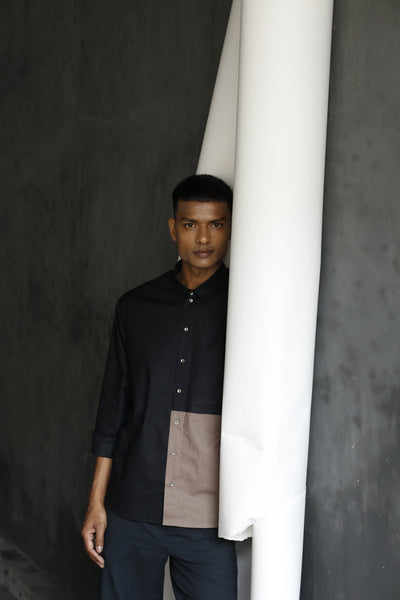 Front Pocket Shirt Co-ord- Black Men THREE Men 