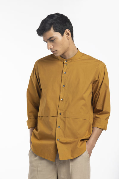 FRONT POCKET SHIRT-MUSTARD Men THREE Men 