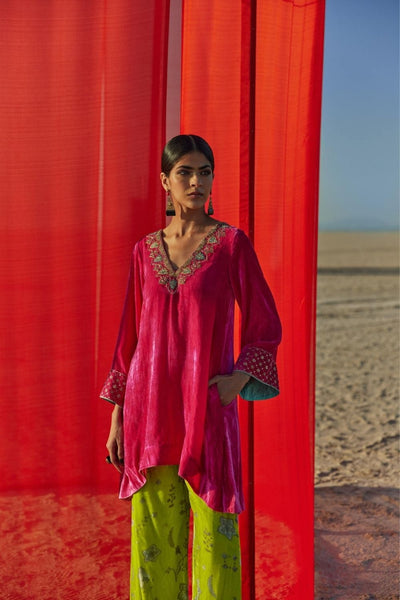 FUSHIA - B. LIME A-LINE KURTA SET Fashion Rajiramniq XS Kurta Set without Dupatta