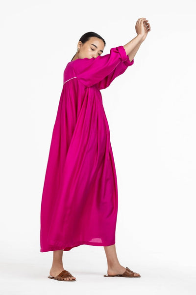 Gather Neck Dress - Applique Jacket Co-ord Hot Pink Fashion THREE