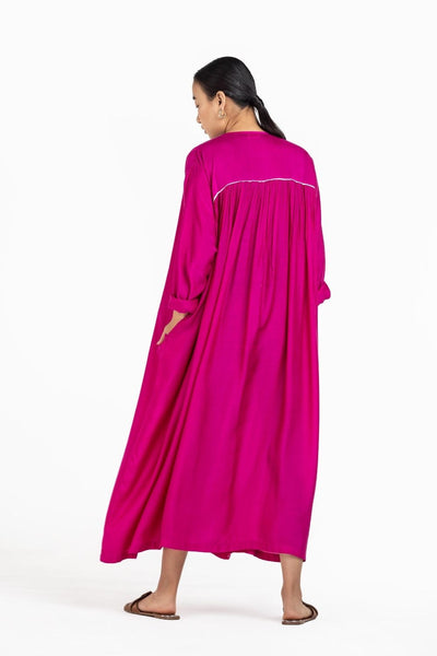 Gather Neck Dress - Applique Jacket Co-ord Hot Pink Fashion THREE