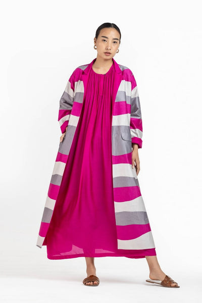 Gather Neck Dress - Applique Jacket Co-ord Hot Pink Fashion THREE
